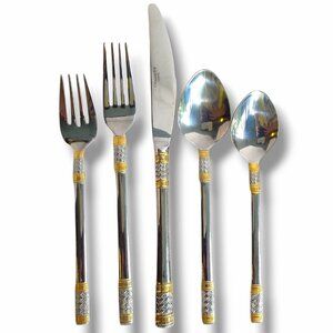 Wallace Golden Corsica 5 Piece Place Setting 18/10 Stainless Steel Flatware